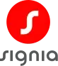 Rotes Logo mit weißem S auf grauem Hintergrund, Markenicon für Banking